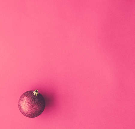 Gift decor, New Years Eve and happy celebration concept - Christmas baubles on pink flatlay backdrop, luxury winter holiday card backgroundの写真素材