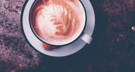 Brunch in Paris, drinks menu and vintage recipe concept - Cappuccino for breakfast in cafeteria, coffee cup on table in parisian cafeの写真素材