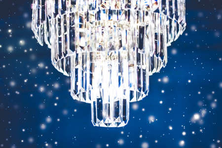 Luxe furniture, living room and classic style concept - Luxury chandelier with crystal glass, interior design and home decor lighting detailの写真素材