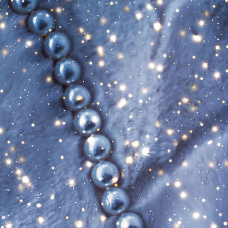 Jewelry branding, elegance and sale concept - Winter holiday jewellery fashion, pearl necklace on fur background, glamour style present and chic gift for luxury jewelry brand shopping, banner designの写真素材