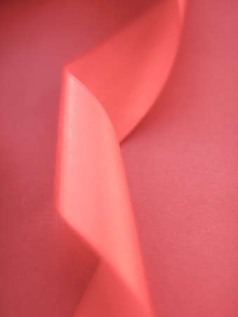 Branding, holidays and luxe brands concept - Abstract curly silk ribbon on coral background,...
