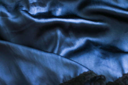 Fashion brand, elegant fabric and luxe beauty concept - Luxury dark blue soft silk flatlay background texture, holiday glamour abstract backdropの写真素材