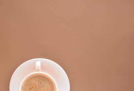 Drinks menu, italian espresso recipe and organic shop concept - Cup of hot coffee as breakfast drink, flatlay cups on beige backgroundの写真素材