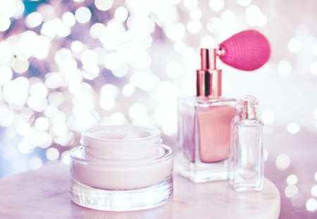 Natural cosmetics, luxe branding and vintage set concept - Anti-age beauty face moisturizer cream...