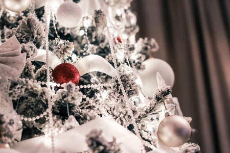 Festive, branding and season concept - Christmas tree decorations, baubles, bows and garlands as festive home decor, vintage greeting card for luxury holiday brand, flatlay designの写真素材