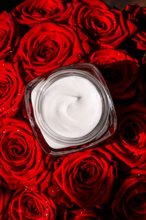 Anti-age moisturizer, luxe cosmetics and organic science concept - Moisturizing beauty face cream...