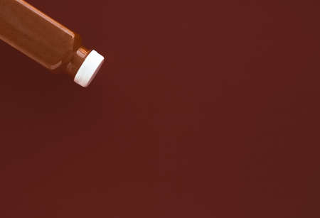 Diet menu, dieting program, and juice catering concept - Detox superfood smoothie chocolate bottle for weight loss cleanse onbrown background, flatlay design for food and nutrition expert blogの写真素材