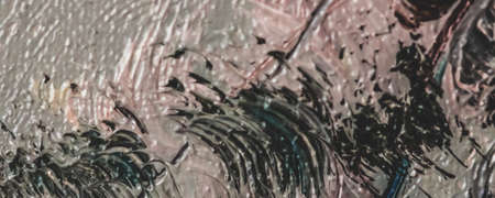 Stroke, artwork and palette concept - Abstract vintage brush strokes on canvas background, oil...
