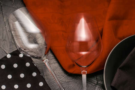 Dishware, menu and table concept - Empty tableware with brown napkin, food styling plating props, deluxe set for wedding, event, date, party or luxury home interior decor brand, holiday designの写真素材