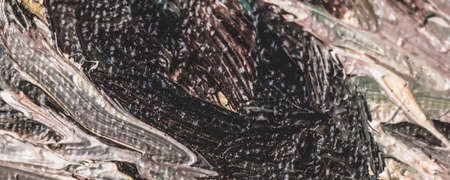 Stroke, artwork and palette concept - Abstract vintage brush strokes on canvas background, oil painting impressionism art backdrop, paint texture for artistic brand, pastel colours flat lay designの写真素材