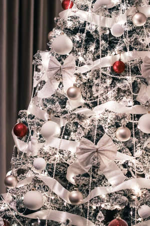 Festive, branding and season concept - Christmas tree decorations, baubles, bows and garlands as festive home decor, vintage greeting card for luxury holiday brand, flatlay designの写真素材