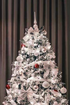 Festive, branding and season concept - Christmas tree decorations, baubles, bows and garlands as festive home decor, vintage greeting card for luxury holiday brand, flatlay designの写真素材