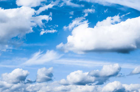 Nature backdrop, solar energy and spiritual concept - Blue sky background, white clouds and bright...