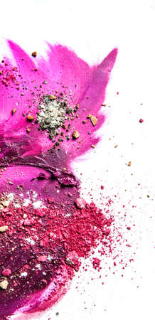 Beauty texture, cosmetic product and art of make-up concept - Artistic lipstick smudge and crushed eyeshadow as backgroundの写真素材