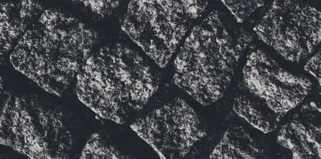 Tiles, road and paving concept - Old rustic stone pavement textured background, architectural detail...