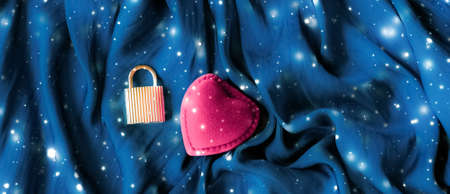 Romance, surprise and holidays concept - Valentines Day abstract background, heart shaped jewellery gift box on silk backdrop, love dating and engagement romantic present, luxury brand holiday designの写真素材