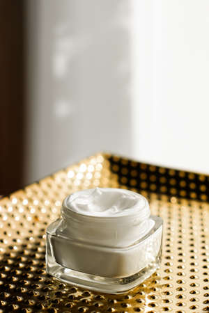 Face cream moisturizer in a jar, luxury skincare cosmetics and organic anti-aging product for health and beauty brandの写真素材