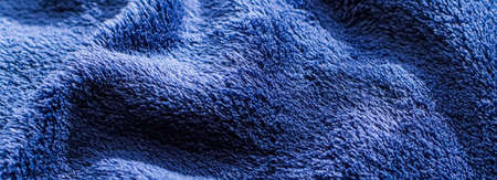 Premium blue fabric texture, decorative textile as background for interior design, close-upの写真素材