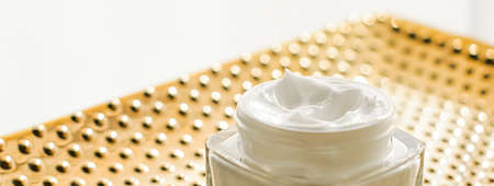 Face cream moisturizer in a jar, luxury skincare cosmetics and organic anti-aging product for health...