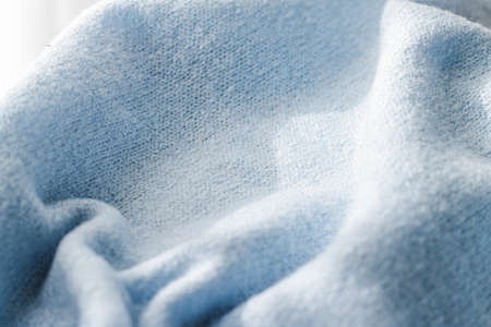 Premium blue fabric texture, decorative textile as background for interior design, close-upの写真素材