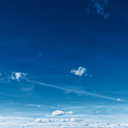 Bright blue sky with clouds, nature and environmental background