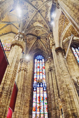 MILAN, ITALY circa January, 2020: Interior of Milan Cathedral known as Duomo di Milano, historical building and famous landmark in Lombardy region in Northern Italyのeditorial素材