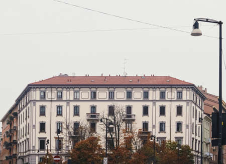 MILAN, ITALY circa January, 2020: Classic European architecture and historical buildings on the city center streets of Milan in Lombardy region in Northern Italyのeditorial素材