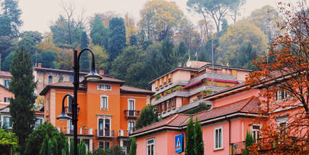 Milan, Italy circa January, 2020: Residential buildings and gardens on the streets of Milan in Northern Italy, classic and historical European architecture in Lombardy regionのeditorial素材