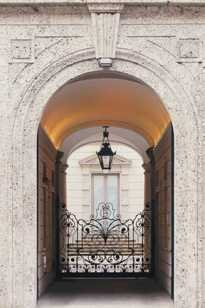 MILAN, ITALY circa January, 2020: Details of a classic European architecture of historical buildings in Milan, Lombardy region in Northern Italyのeditorial素材