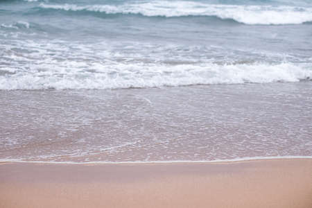 Beautiful sea or ocean waves, coast view from tropical sand beach, summer vacation travel and...