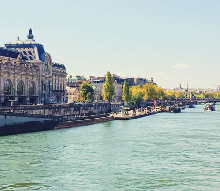 Paris, France circa January, 2020: Banks of River Seine, historical buildings and classic architecture in Paris, Franceのeditorial素材