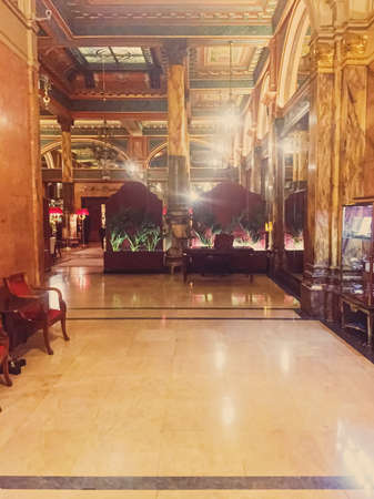 Brussels, Belgium circa January, 2020: Luxury interior design of five star Hotel Metropole in Brussels, Belgiumのeditorial素材