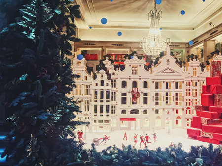 Brussels, Belgium circa January, 2020: The Royal Saint-Hubert Galleries in Brussels, the capital of Belgium, famous historical landmark and luxury shopping venueのeditorial素材