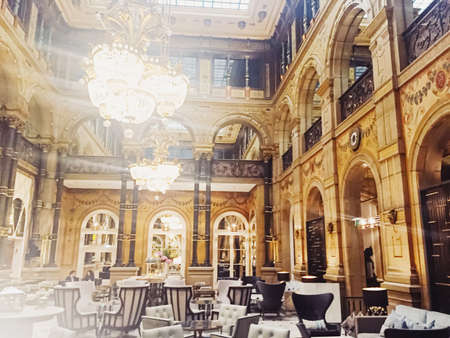 Paris, France circa January, 2020: Luxury interior design of Hilton Opera hotel in Paris, Franceのeditorial素材