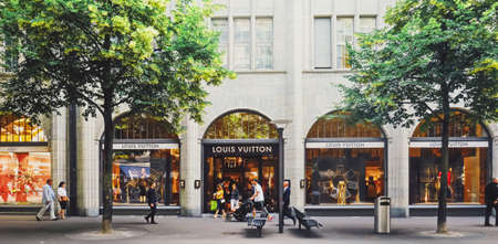 Zurich, Switzerland circa September, 2019: Bahnhofstrasse in Zurich, Switzerland, main downtown street in the city centerのeditorial素材