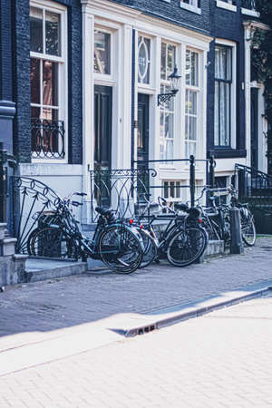 Amsterdam, Netherlands circa April 2020: Main downtown street in the city center of Amsterdam in Netherlandsのeditorial素材