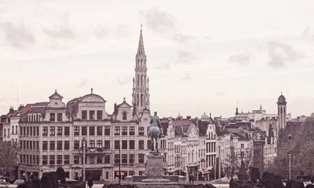 Brussels, Belgium circa January, 2020: Streets of Brussels, the capital city of Belgium, european architecture and historical buildingsのeditorial素材