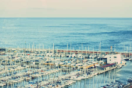 Seaside and port in Barcelona, Spain in summerの写真素材