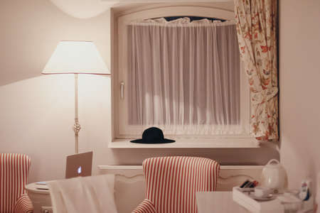 Gdansk, Poland circa April, 2020: Interior of a room in a luxury five star Dwor Oliwski City Hotel and Spa in Gdansk, Polandのeditorial素材