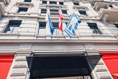 Zurich, Switzerland circa September, 2019: European architecture and daily life of city center street in Zurich, Switzerlandのeditorial素材