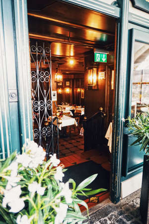 Zurich, Switzerland circa September, 2019: Restaurant on the city center street of Zurich in Switzerlandのeditorial素材