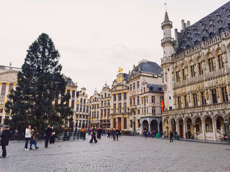 Brussels, Belgium circa January, 2020: The Grand Place square in Brussels, the capital of Belgium, famous historical landmarkのeditorial素材