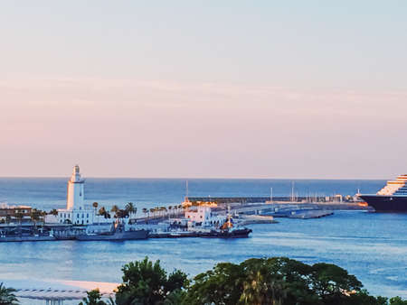 Malaga, Spain circa June, 2019: Aerial view of the Port of Malaga, the capital city of Andalucia region in Spainのeditorial素材