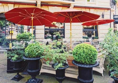Zurich, Switzerland circa September, 2019: Restaurant on the city center street of Zurich in Switzerlandのeditorial素材