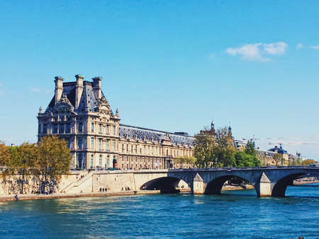 Paris, France circa January, 2020: Banks of River Seine, historical buildings and classic architecture in Paris, Franceのeditorial素材