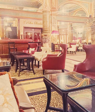 Brussels, Belgium circa January, 2020: Luxury interior design of five star Hotel Metropole in Brussels, Belgiumのeditorial素材