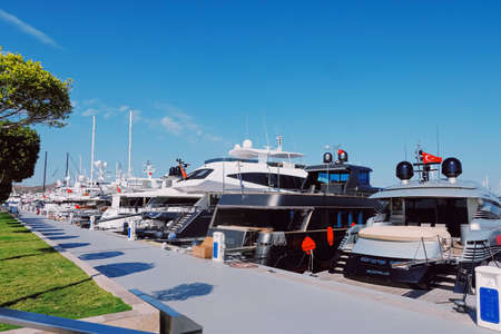 Yalikavak, Turkey circa May 2020: Yacht club in Yalikavak Marina, yachting in the Mediterranean seaのeditorial素材