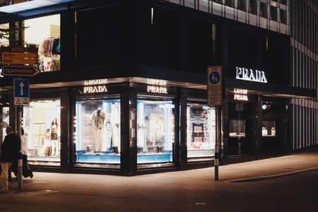 Zurich, Switzerland circa January, 2020: Shop window display of a luxury boutique store on Bahnhofstrasse street in Zurich, Switzerlandのeditorial素材