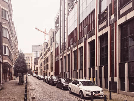 Brussels, Belgium circa January, 2020: Streets of Brussels, the capital city of Belgium, european architecture and historical buildingsのeditorial素材