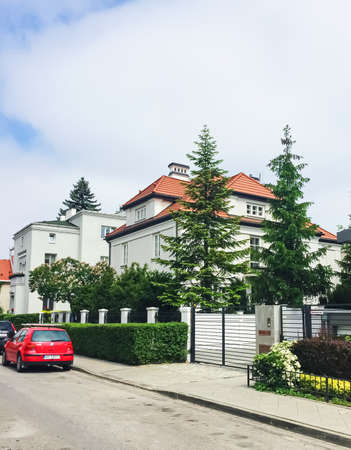Warsaw, Poland circa May, 2020: Private residential house in historical neighborhoodのeditorial素材